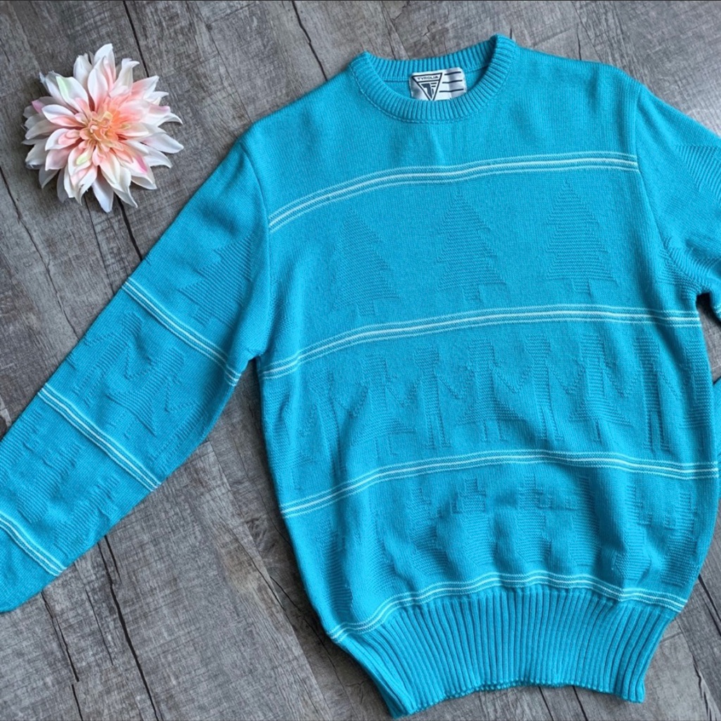 Vintage 90s Tyrolia Light Turquoise Sweater
